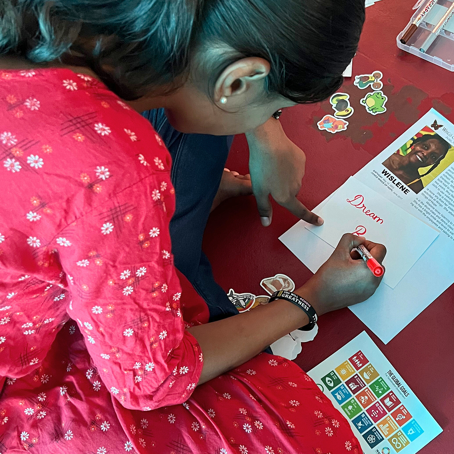 Students creating art